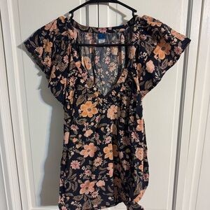 Old Navy Floral Women's Top - Black and Pink